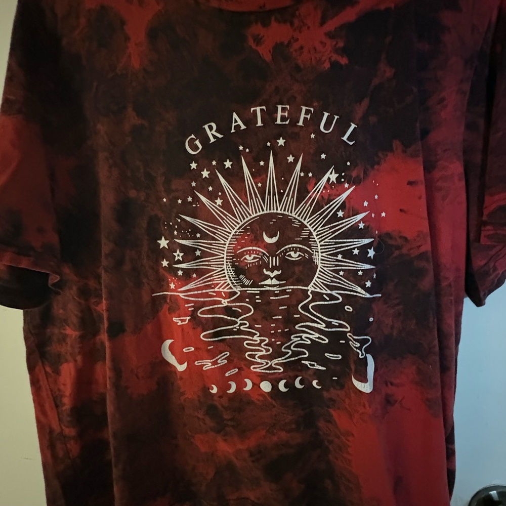 SHEIN Red and Black Tie-Dye Top
